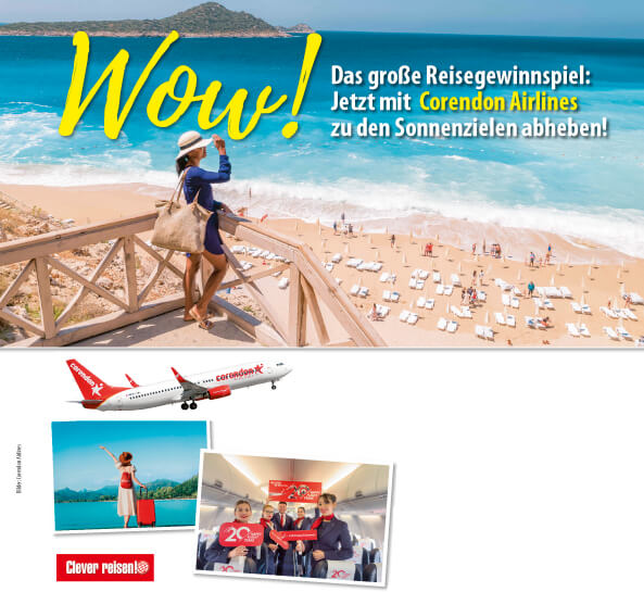 Reisegewinnspiel Clever reisen / Corendon Airlines